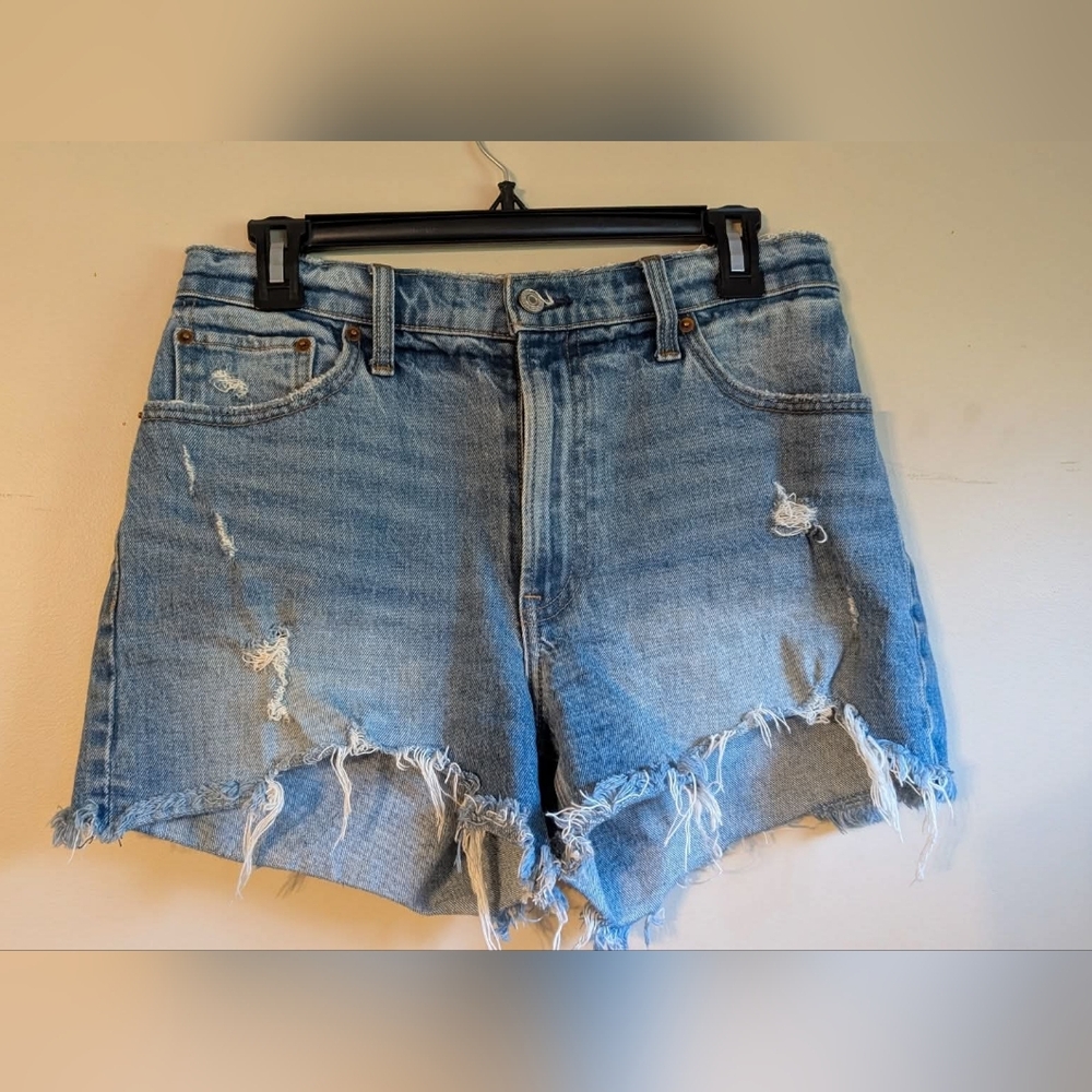 Abercrombie & Fitch Light Blue Distressed Jean Shorts